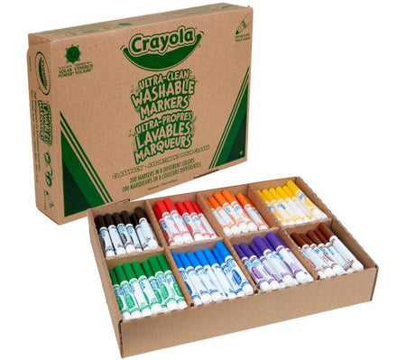 Crayola® WASHABLE Ultra-Clean Broad Line Markers Classpack, 200 Count, 8 colors (BIN588200)