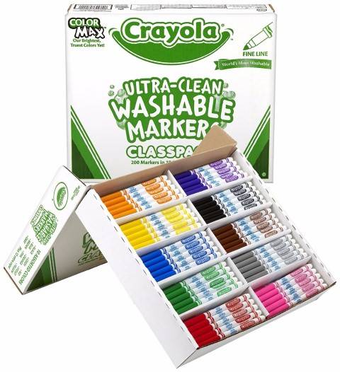 Crayola® WASHABLE Fine Line Marker Classpack®, 200 count,10-Color (BIN588211)
