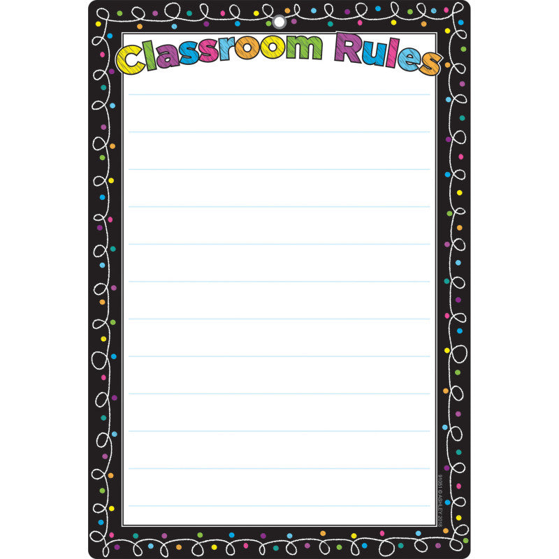 Smart Poly&trade; Chart, 13" x 19", Chalk Dots with Loops Classroom Rules, w/Grommet