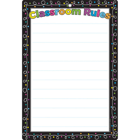 Smart Poly&trade; Chart, 13" x 19", Chalk Dots with Loops Classroom Rules, w/Grommet