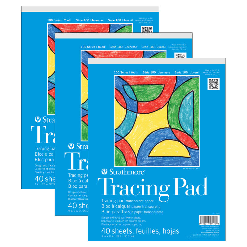 100 Series Tracing Pad, 40 Sheet, 9x12 inch, Pack of 3