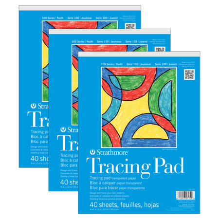 100 Series Tracing Pad, 40 Sheet, 9x12 inch, Pack of 3