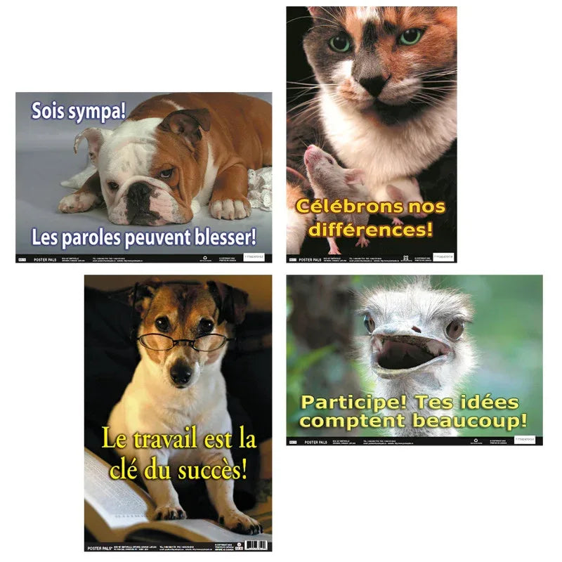 French Fun Photo Posters Set #10, 12" x 18", Set of 4