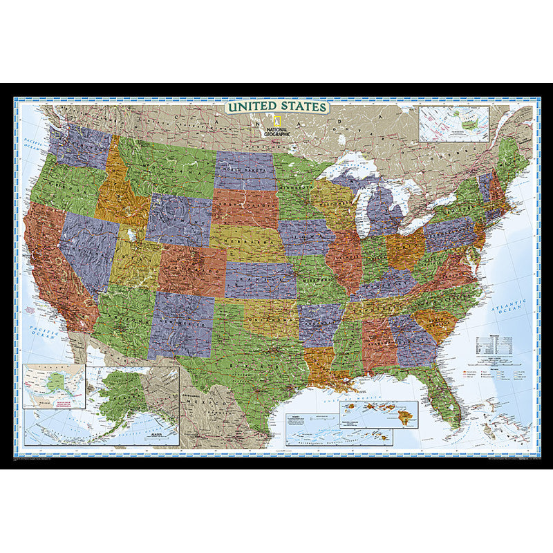 United States Decorator Map, Laminated, 43.5" x 30.5"