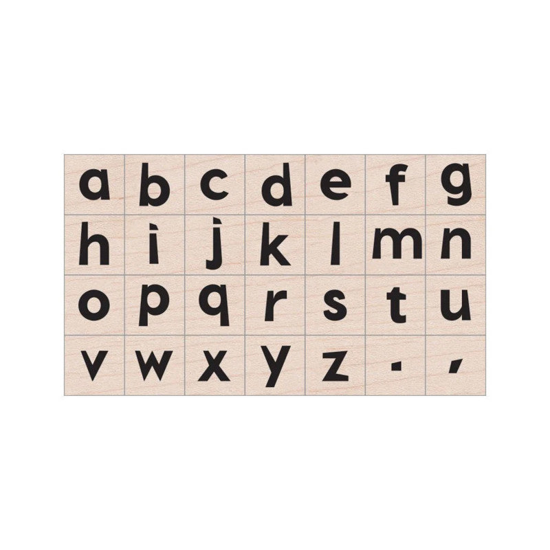 Modern Lowercase Letter Woodblock Stamp Set, 28 Stamps