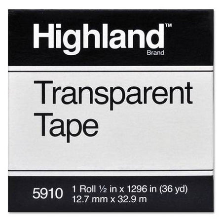 Highland Economy Transparent Tape 1/2" x 1296", 1" Core Size, Clear, 1 Roll