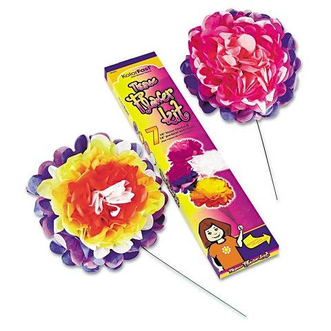 KolorFast 59600 Tissue Paper Flower Kit, 10", 7 per kit, Assorted Colors (DIXPAC59600)