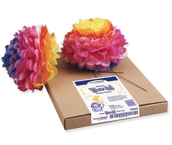 KolorFast 59660 Tissue Paper Flower Kit, 10", 84 per kit, Assorted Colors (PAC59660)