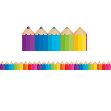 Colored Pencils Die-Cut Border Trim, 35 Feet