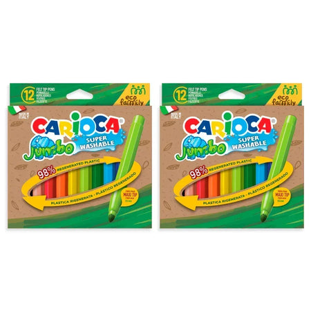 Eco Family Jumbo Maxi Tip Washable Felt Tip Pens, 12 Per Pack, 2 Packs