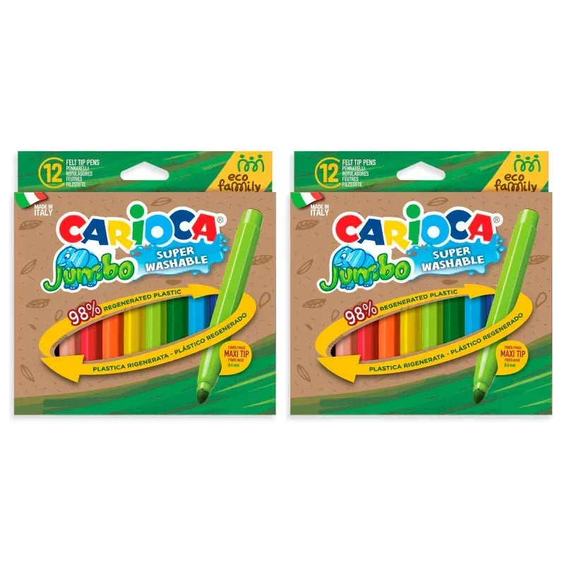 Eco Family Jumbo Maxi Tip Washable Felt Tip Pens, 12 Per Pack, 2 Packs