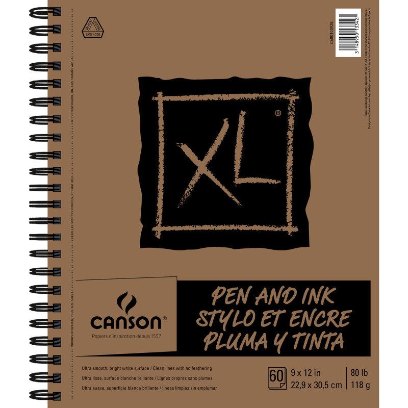 XL Series Pen & Ink Pad, Side Wire Binding, 60 Sheet, 9X12 inch, 1 Count