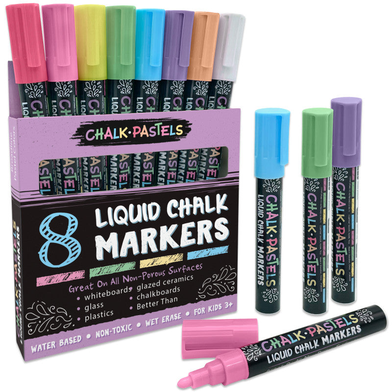 Liquid Chalk Markers, Pastel Colors, 8 Per Pack