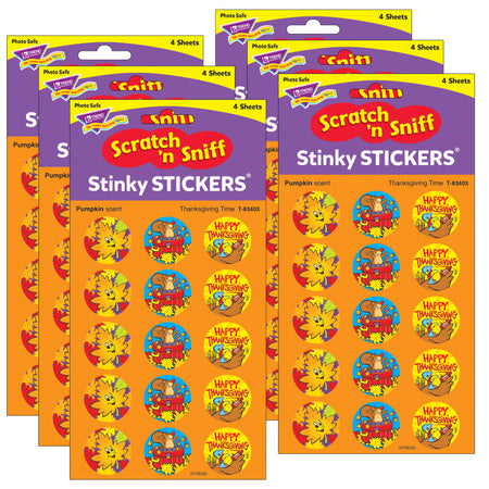 Thanksgiving Time/Pumpkin Stinky Stickers&reg;, 60 Per Pack, 6 Packs