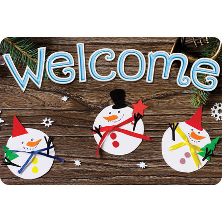 The Original Fun Mat&trade;, Welcome Mat, 15.5" x 23.5", 3 Snowmen Crafted