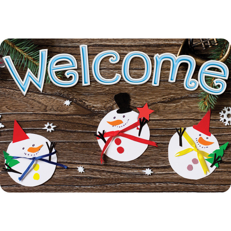 The Original Fun Mat&trade;, Welcome Mat, 15.5" x 23.5", 3 Snowmen Crafted