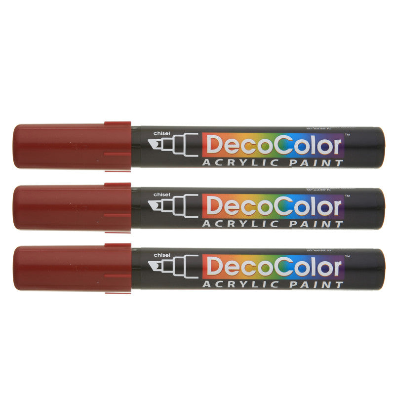 DecoColorÂ® Acrylic Paint Marker, 315-S, Chisel Tip, English Red #28, Set of 3