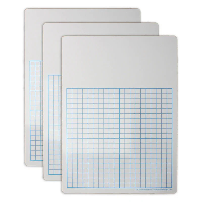 1/2" Graph Dry Erase Board, 11" x 16" Pack of 3