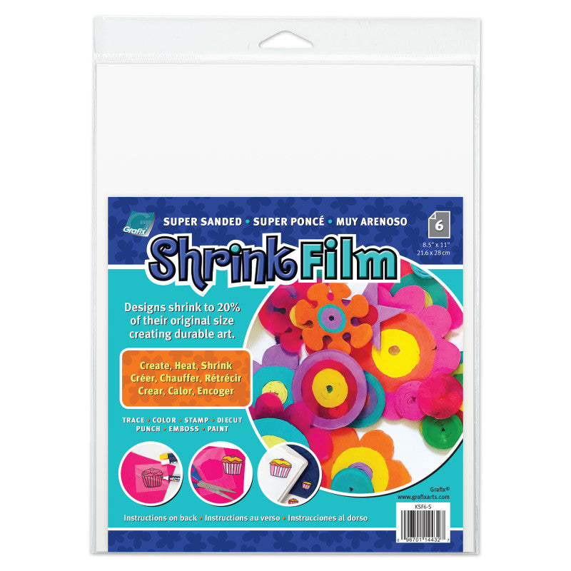 Sanded Shrink Film Sheets, 8.5" x 11", 6-Pack