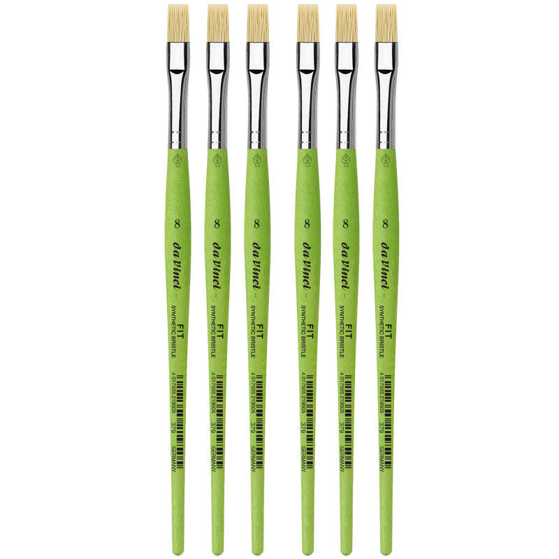 FIT Synthetics Student Brush, Synthetic, Acrylic & Oil, Flat, Series 379, Size 8, Pack of 6