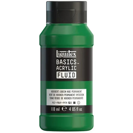BASICS Acrylic Fluid, 118 mL Bottle, Hooker's Green Permanent Hue