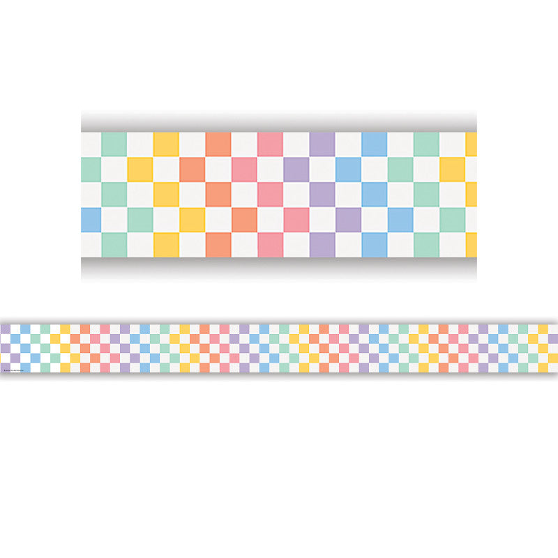 Cool for School Checkers Straight Border Trim, 35 Feet
