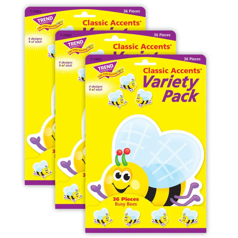 Busy Bees Classic Accents&reg; Variety Pack, 36 Per Pack, 3 Packs