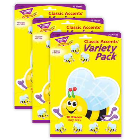 Busy Bees Classic Accents&reg; Variety Pack, 36 Per Pack, 3 Packs