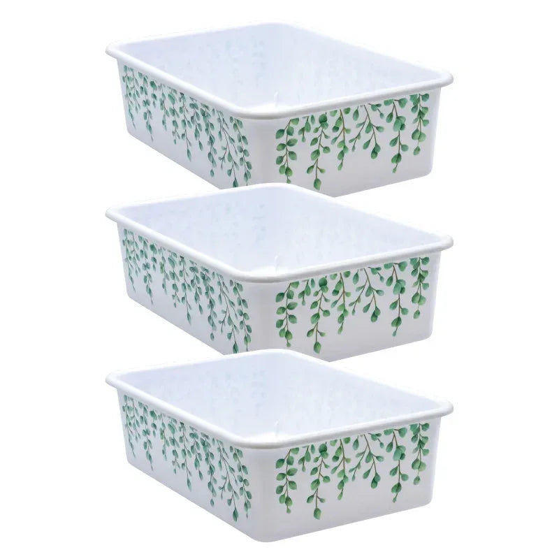 Eucalyptus Large Plastic Storage Bin, Pack of 3