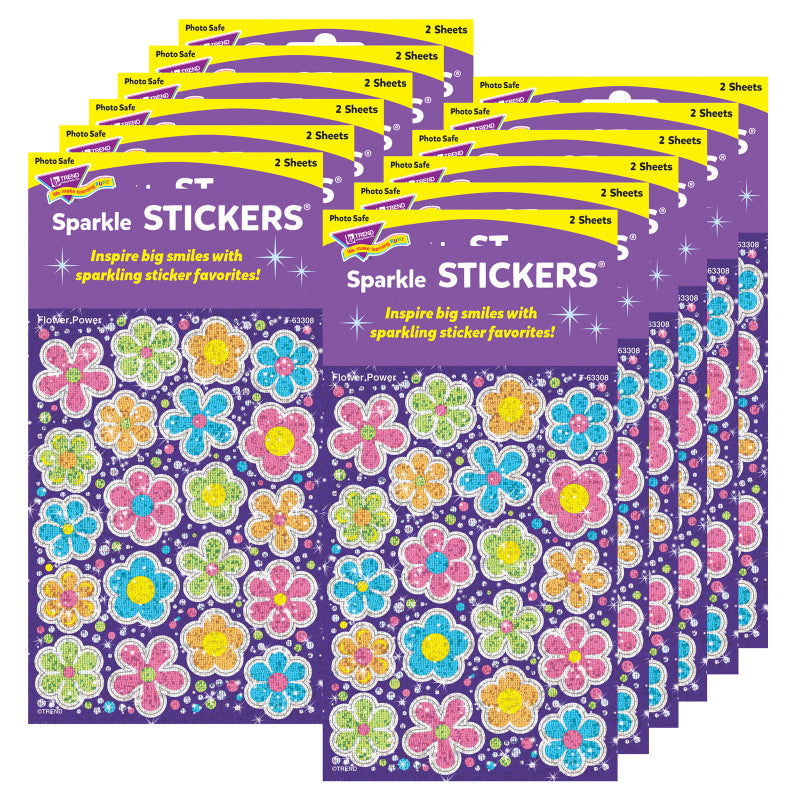 Flower Power Sparkle Stickers&reg;-Large, 40 Per Pack, 12 Packs