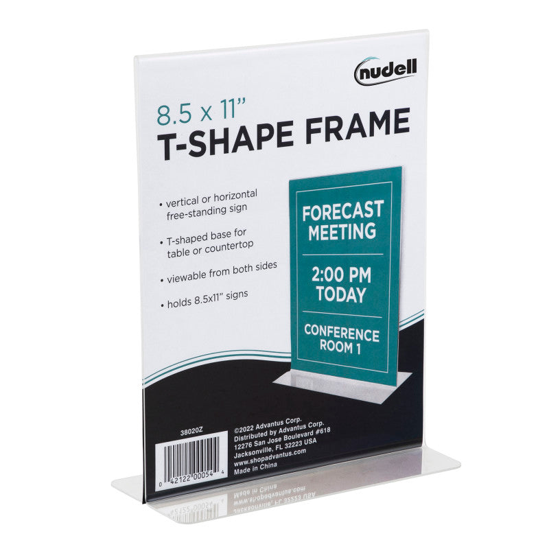 NuDell T-Shape Sign Holder, Clear, 8.511 in.