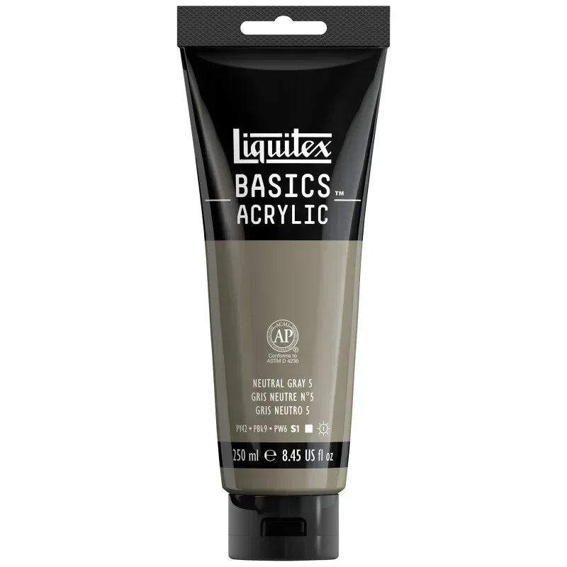 BASICS Acrylic Paint, 250 mL, Tube, Neutral Gray Value 5
