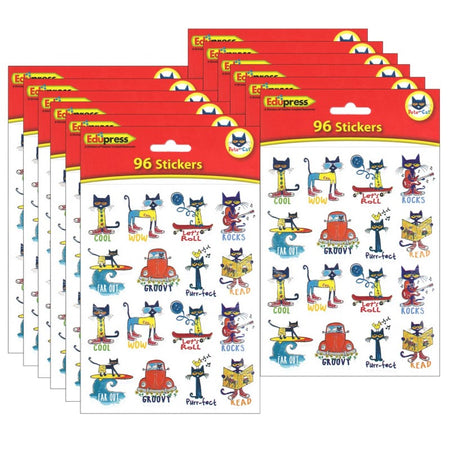Pete the Cat&reg; Stickers, 1", 96 Per Pack, 12 Packs