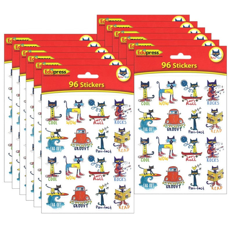Pete the Cat&reg; Stickers, 1", 96 Per Pack, 12 Packs