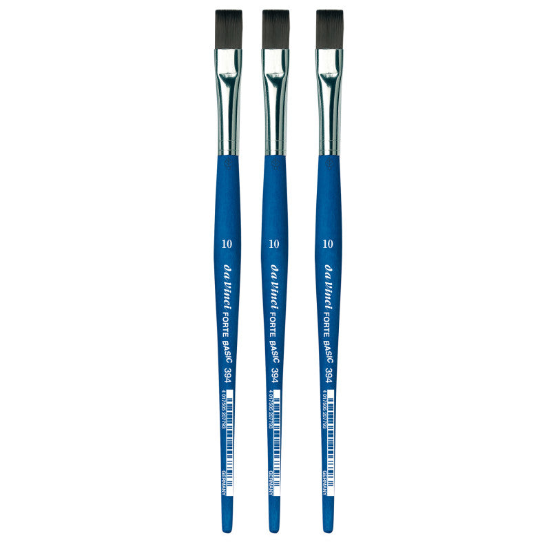 FORTE BASIC Student Brush, Synthetic, Acrylic, Flat, Series 394, Size 10, Pack of 3