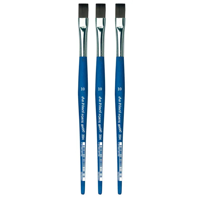 FORTE BASIC Student Brush, Synthetic, Acrylic, Flat, Series 394, Size 10, Pack of 3