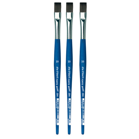 FORTE BASIC Student Brush, Synthetic, Acrylic, Flat, Series 394, Size 10, Pack of 3