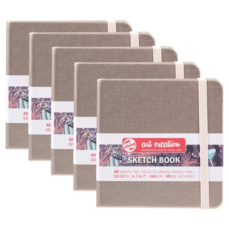 Sketchbook, 80 Sheets, 90lbs, Pink Champagne Cover, 4.7" x 4.7", Pack of 5