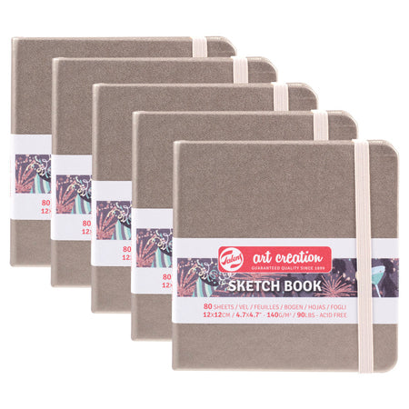 Sketchbook, 80 Sheets, 90lbs, Pink Champagne Cover, 4.7" x 4.7", Pack of 5