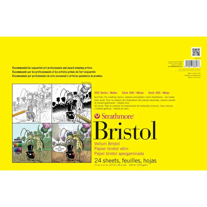 300 Series Bristol Pad, Vellum Finish, Tape Binding, 24 Sheet, 11x17 inch, 1 Count