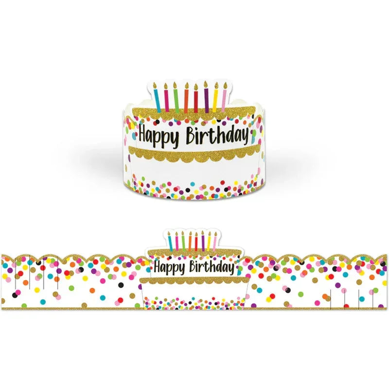 Confetti Happy Birthday Crowns, Pack of 30