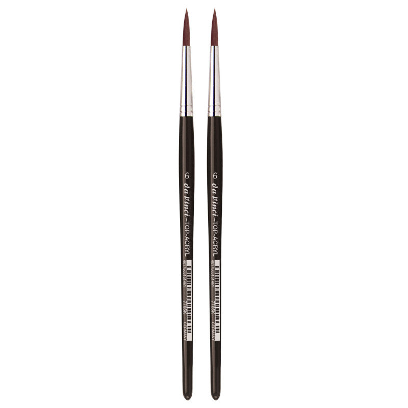 TOP-ACRYL Red-Brown Brush, Synthetic, Acrylic & Oil, Round, Series 7785K, Size 6, Pack of 2