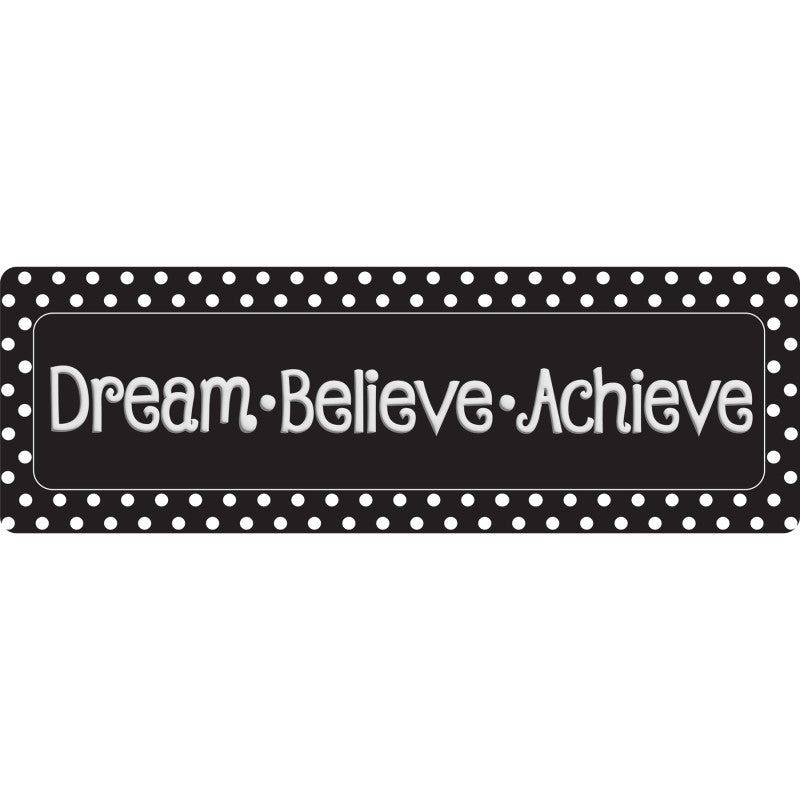 The Original Fun Mat&trade;, Mat Runner, 15.5" x 47", Dream Believe, Achieve, Black with White Dots