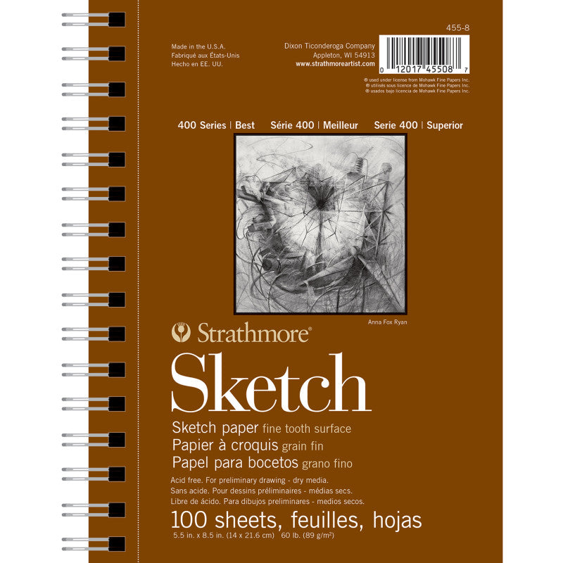 400 Series Sketch Pad, Side Wire Binding, 100 Sheet, 5.5x8.5 inch, 1 Count