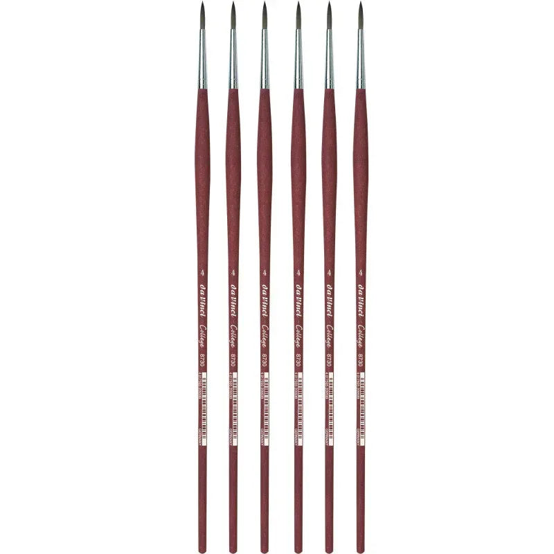 COLLEGE Student Brush, Synthetic, Acrylic & Oil, Round, Series 8730, Size 4, Pack of 6