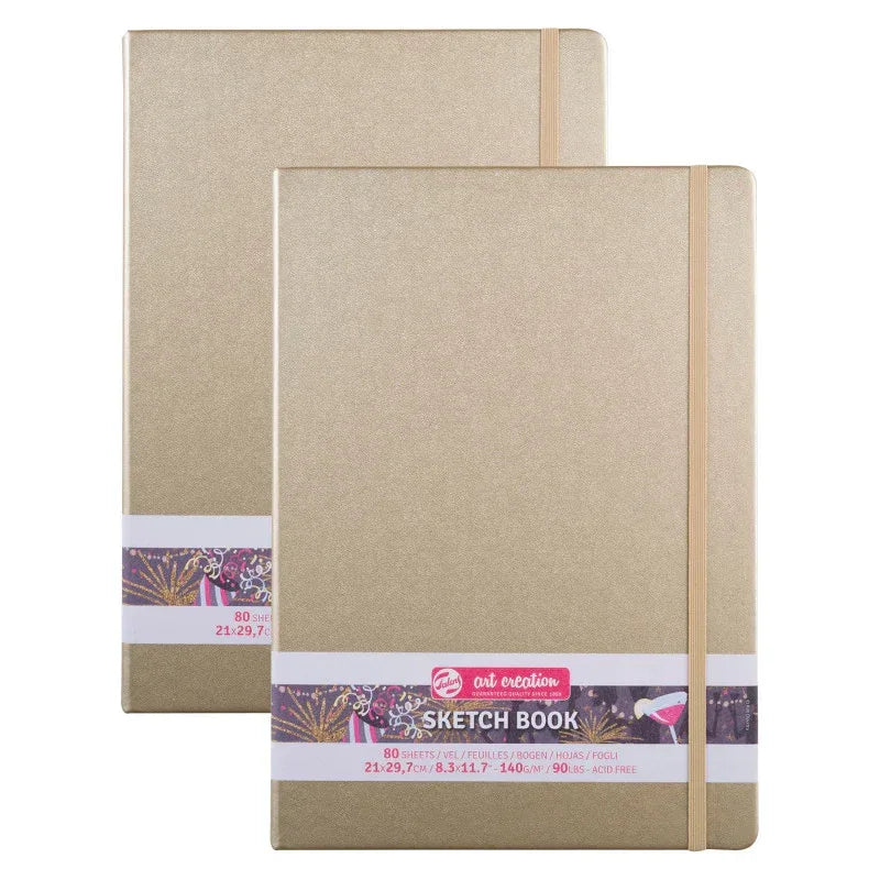 Sketchbook, 80 Sheets, 90lbs, White Gold Cover, 8.3" x 11.7" (A4), Pack of 2