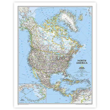 North America Classic Map, Laminated