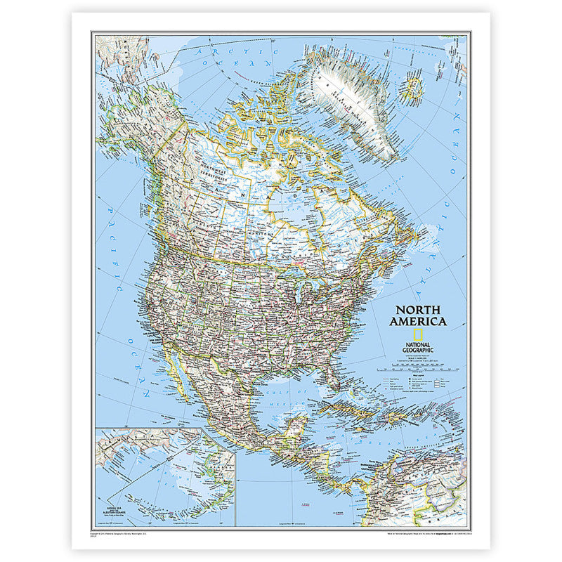 North America Classic Map, Laminated