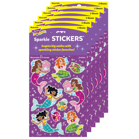 Mermaids & Friends Sparkle Stickers&reg;, 18 Per Pack, 6 Packs