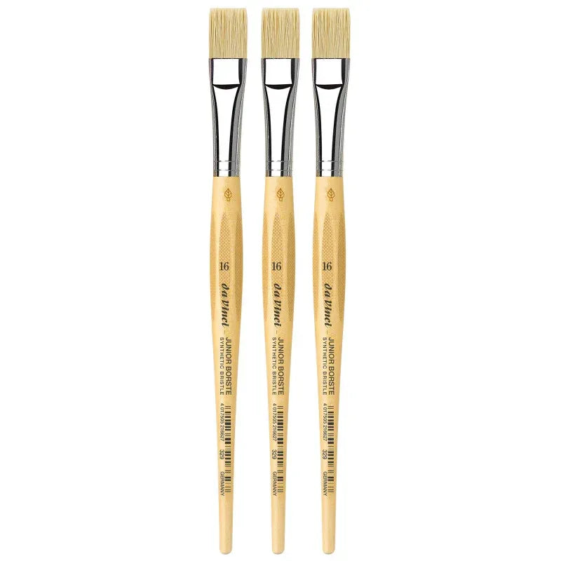 JUNIOR BORSTE Synthetic Student Brush, Synthetic, Tempera, Flat, Series 329, Size 16, Pack of 3
